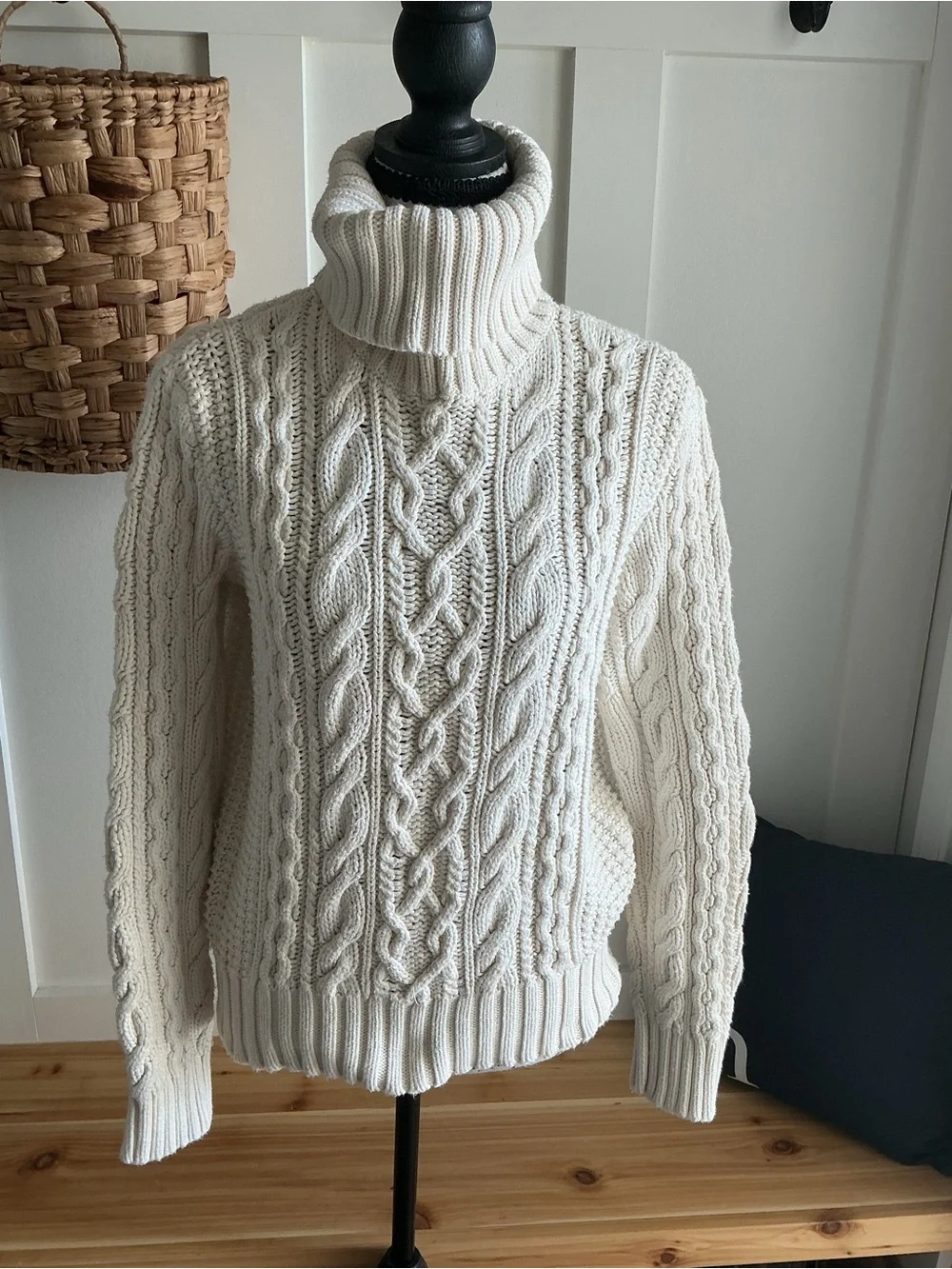 Ralph Lauren Cream Cable-Knit Turtleneck Sweater